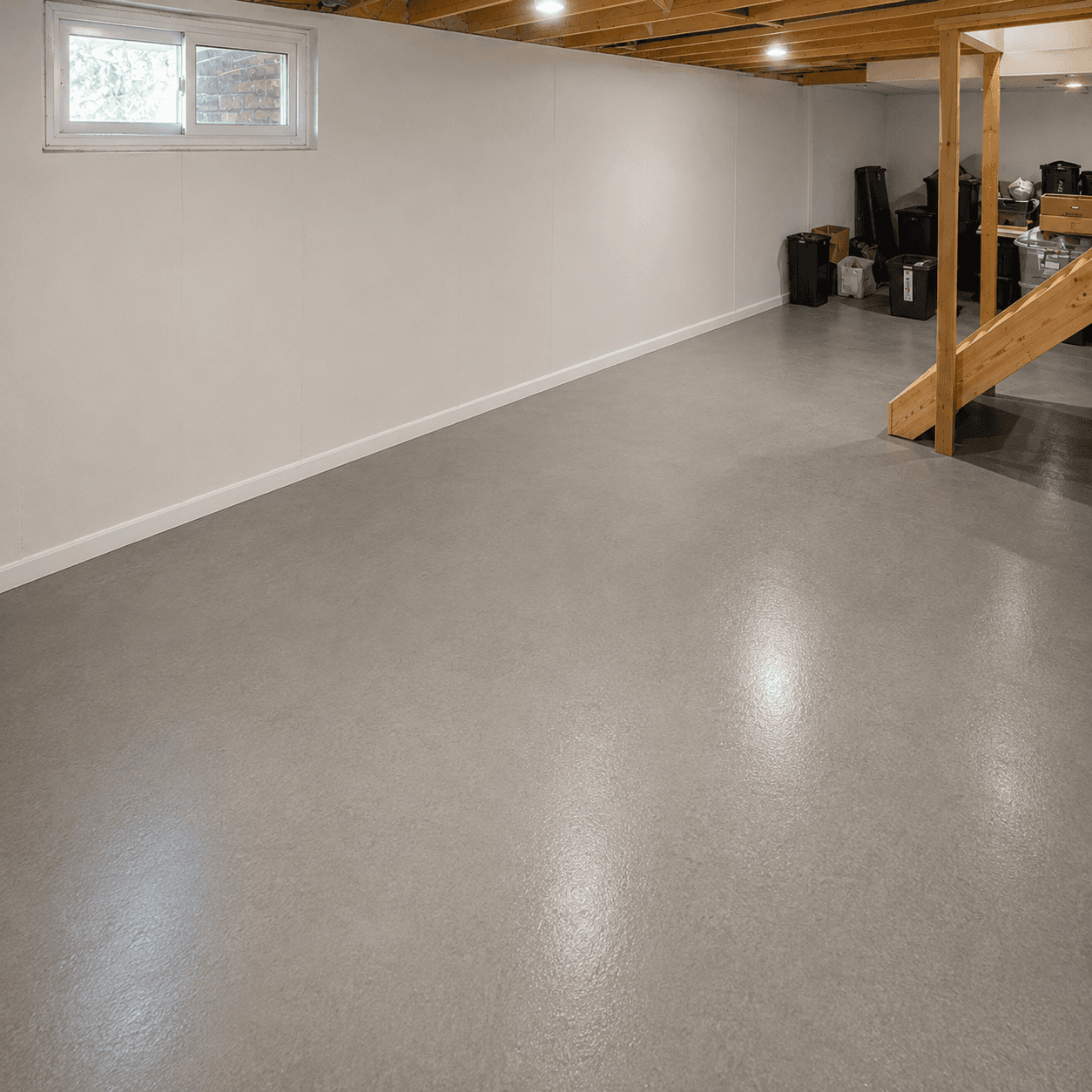 Interior basement waterproofing project in Toronto — after